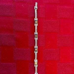 Sterling, smoky topaz & marcasite bracelet